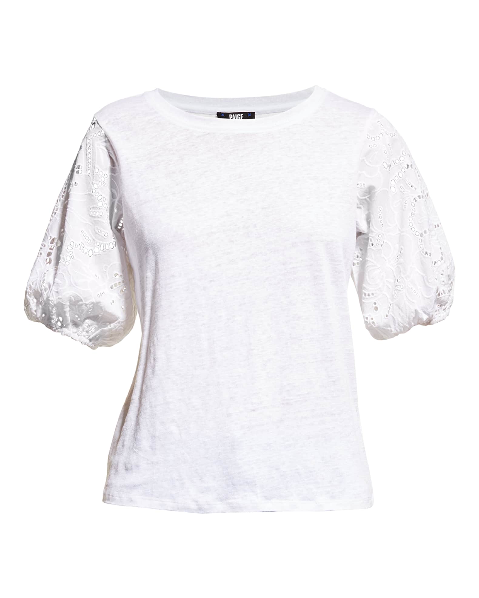 PAIGE Laura Puff-Sleeve Linen Top | Neiman Marcus
