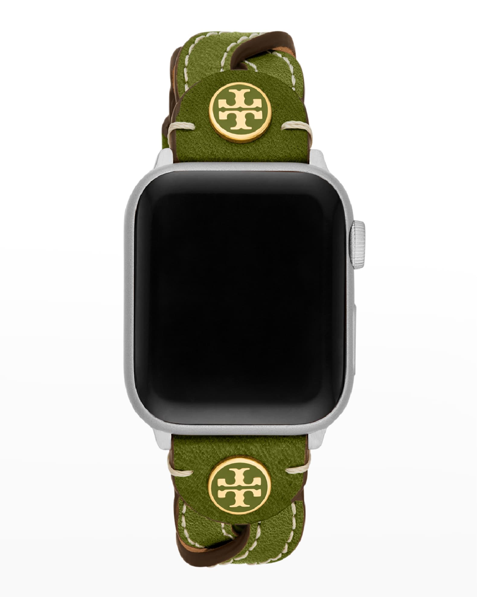 Tory Burch Braided Leather Apple Watch Band in Green, 3840mm Neiman