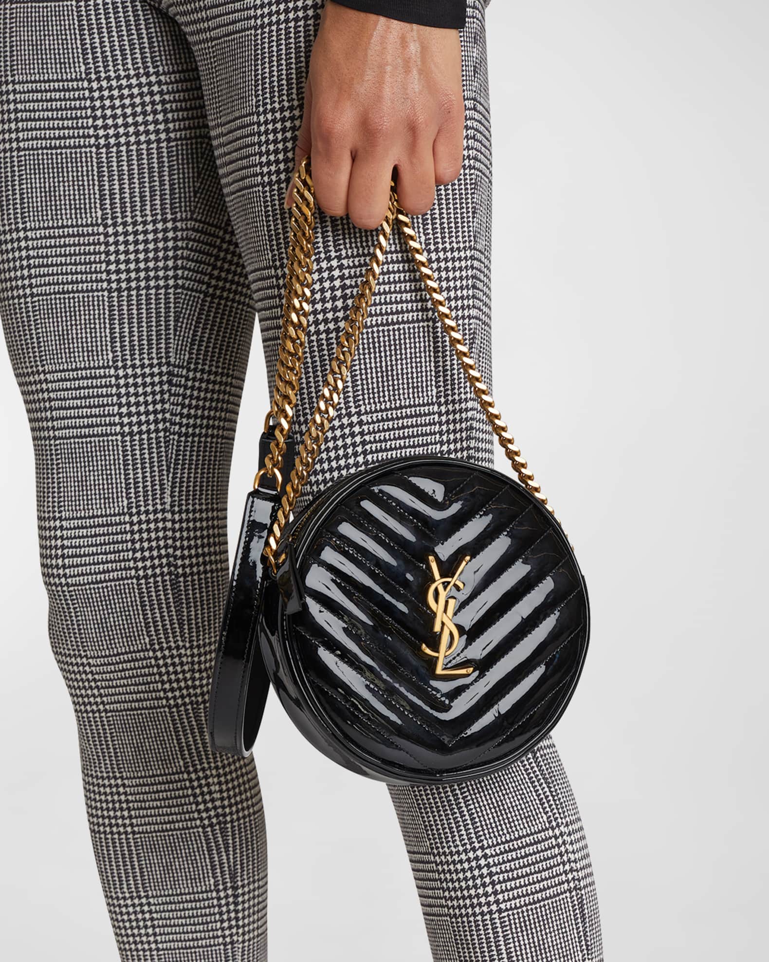 Saint Laurent YSL Quilted Patent Round Crossbody Bag Neiman Marcus