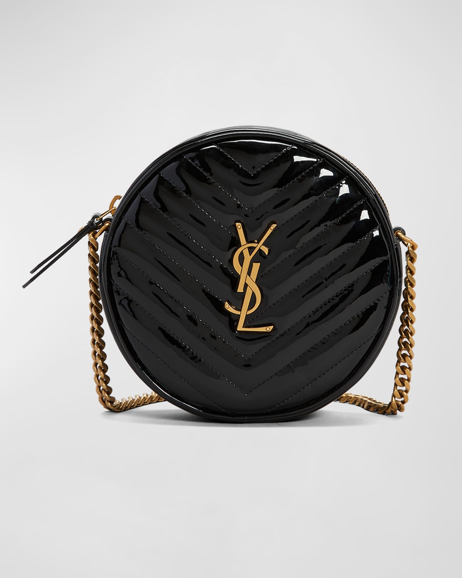 undefined | YSL Quilted Patent Round Crossbody Bag