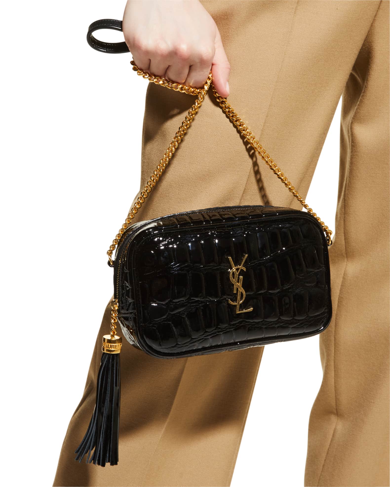Mini lou ysl monogram leather bag best sale
