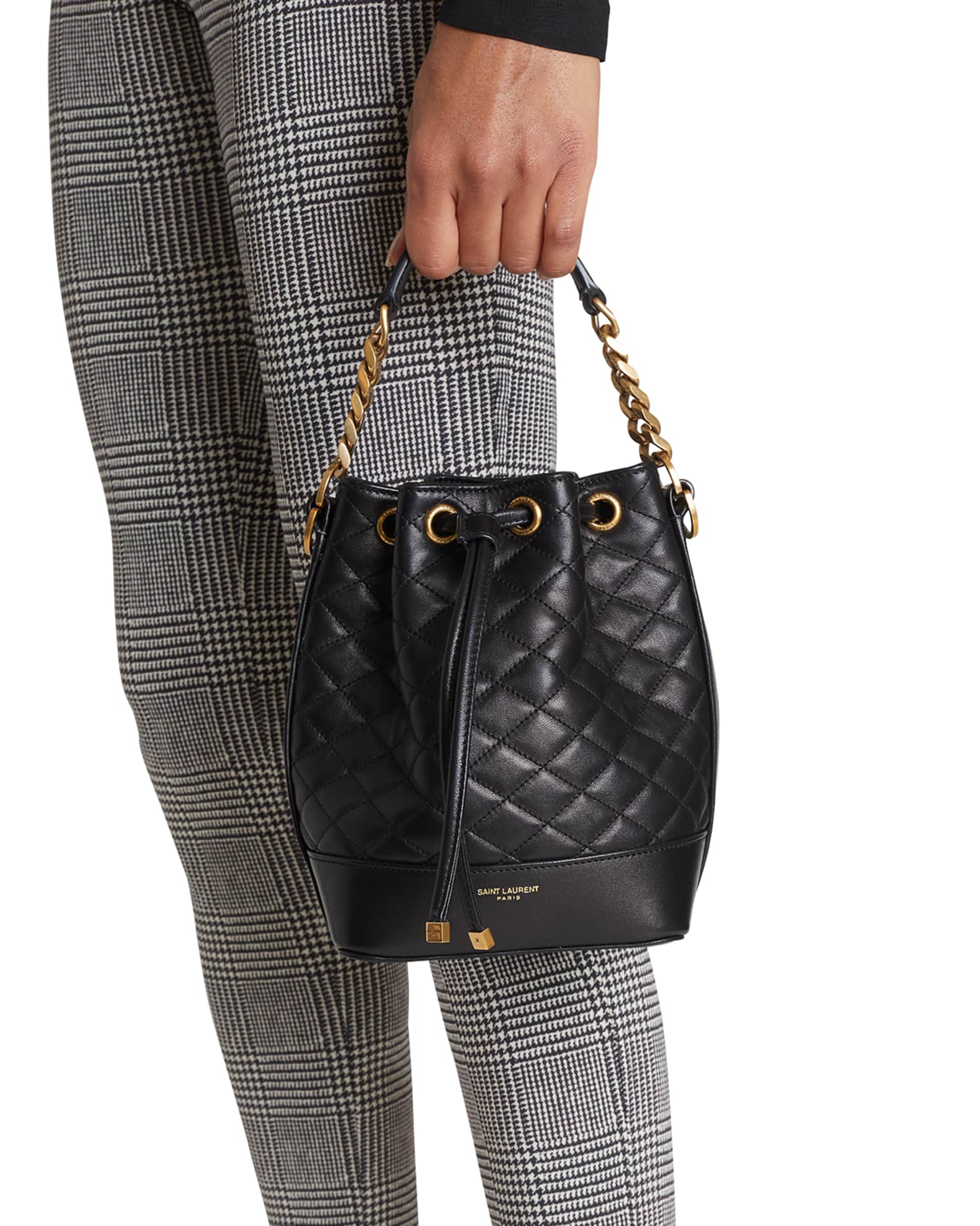 Saint Laurent Emmanuelle Small Quilted Lambskin Bucket Bag Neiman Marcus