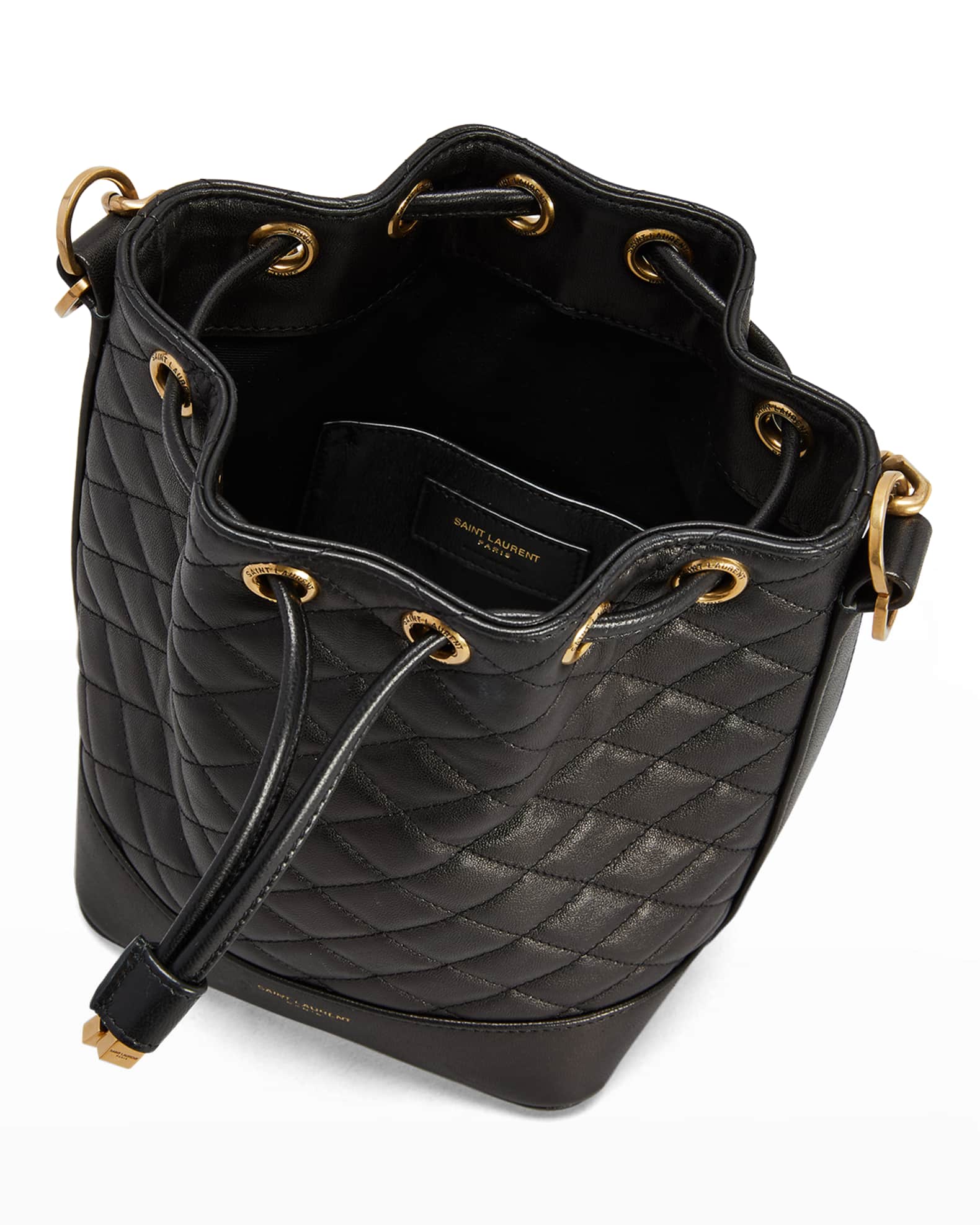 Saint Laurent Emmanuelle Small Quilted Lambskin Bucket Bag | Neiman Marcus