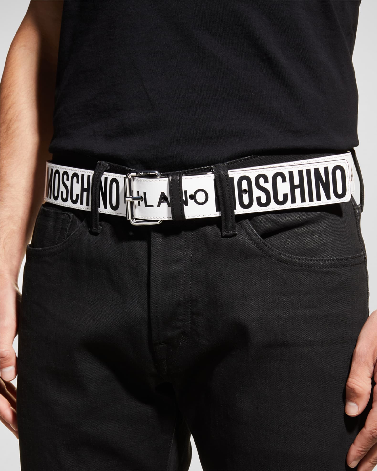 Moschino Contrast Logo Belt White Multi