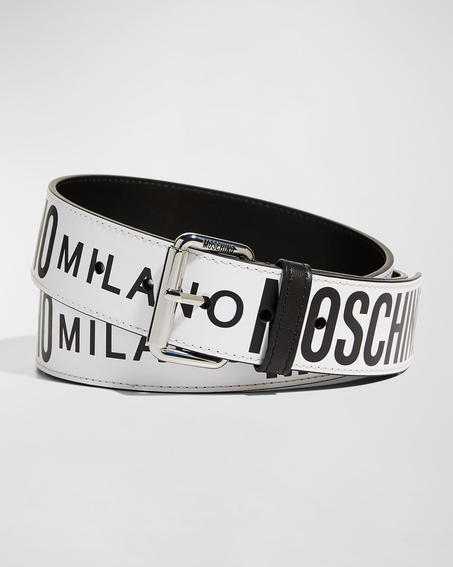 Moschino Contrast Logo Belt White Multi