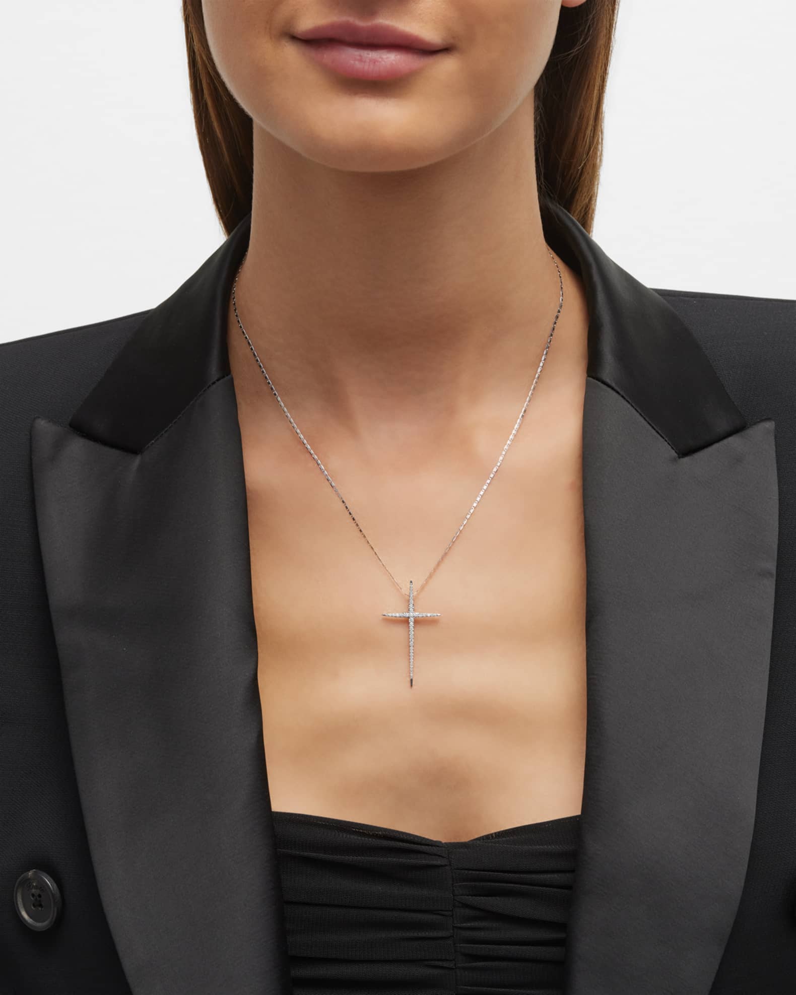Long skinny cross necklace top