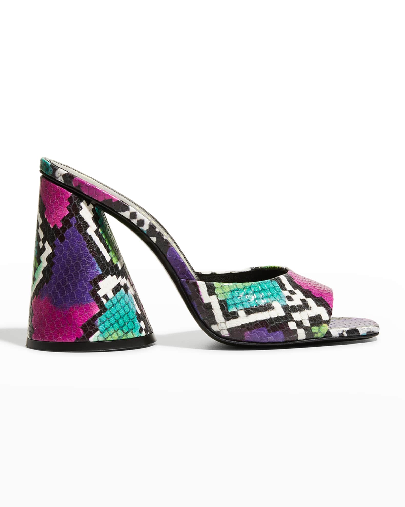 neimanmarcus.com | Luz Multicolored Embossed Mule Sandals