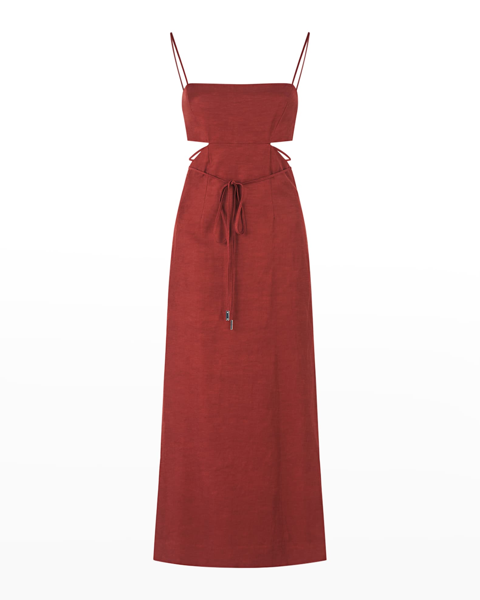 Halston Eli Cutout Linen ALine Dress Neiman Marcus