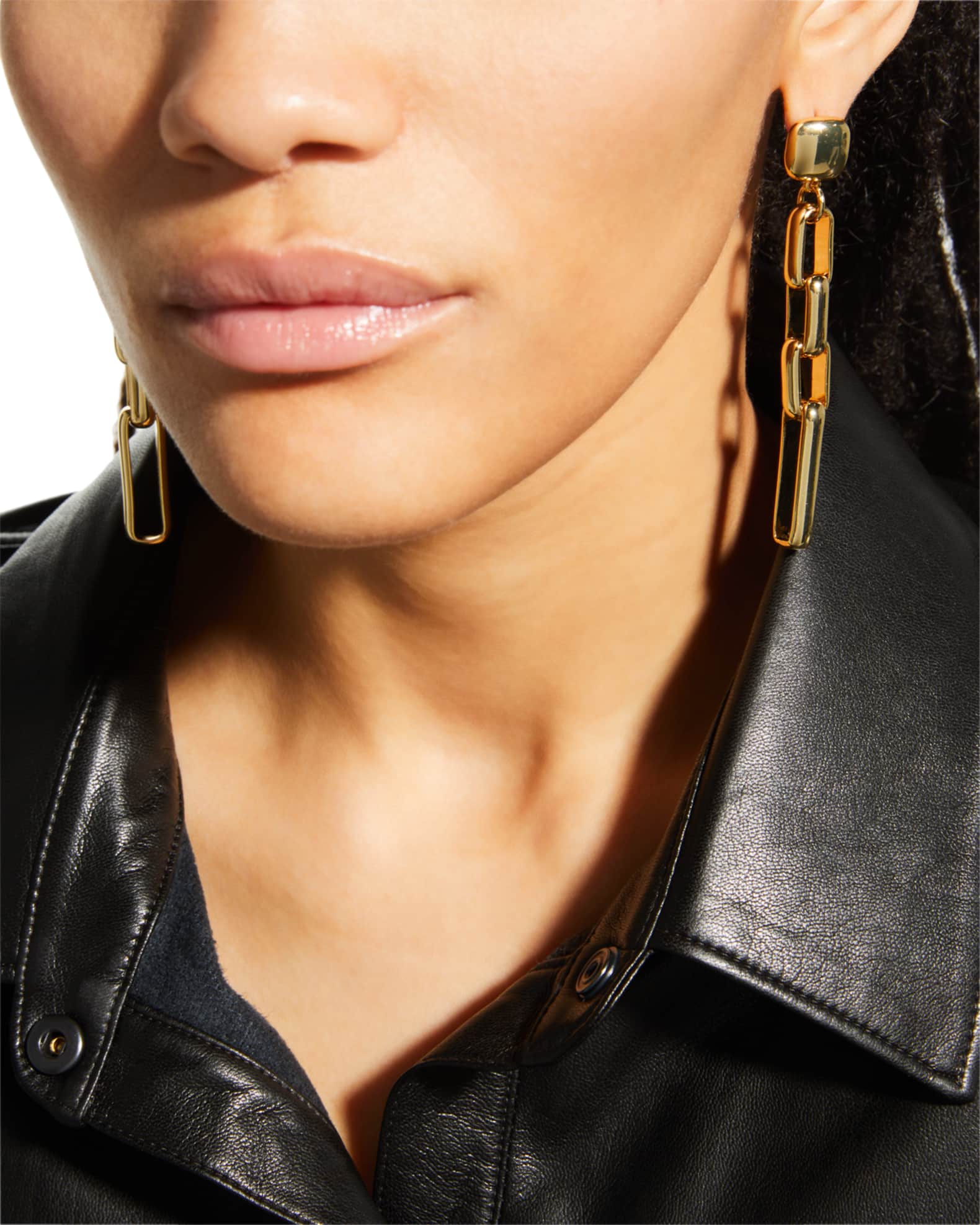 Gold Rectangular Links Earrings 1