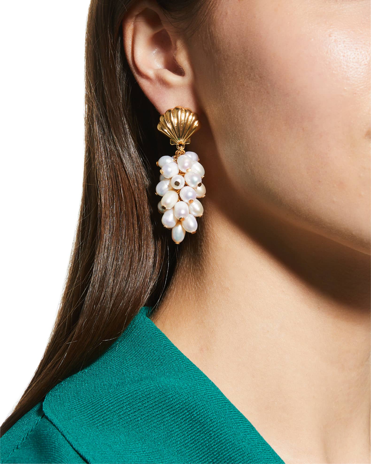 Kenneth Jay Lane Pearly Cluster Shell Earrings Neiman Marcus