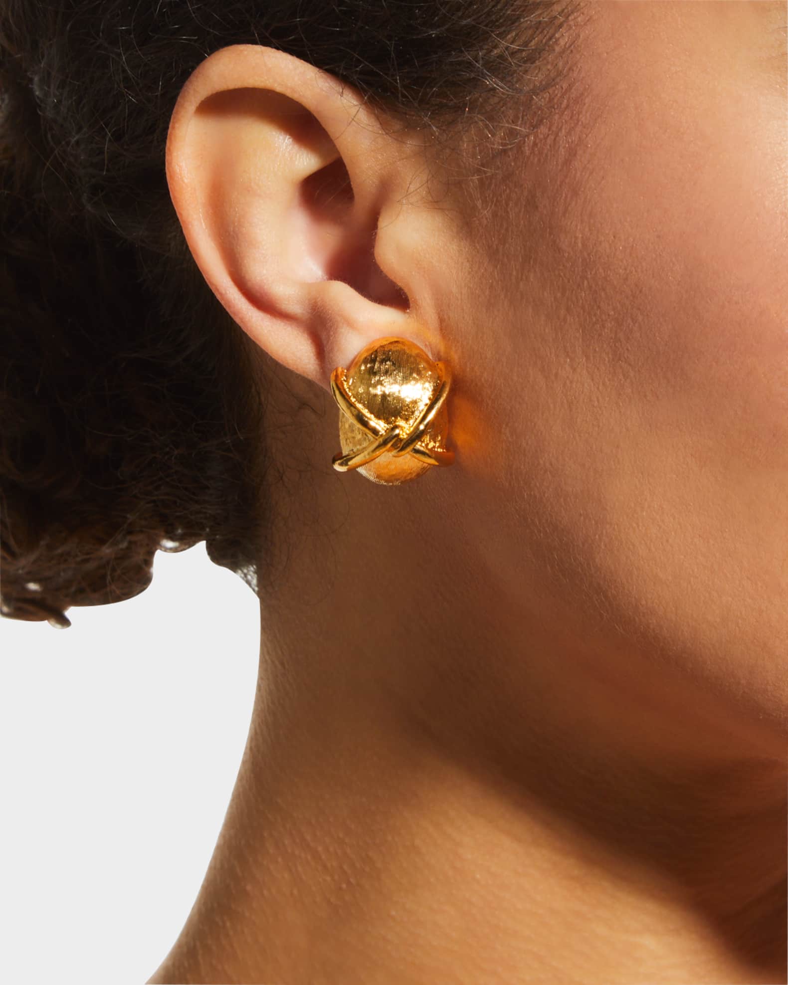 Gold "X" Button Earrings 1