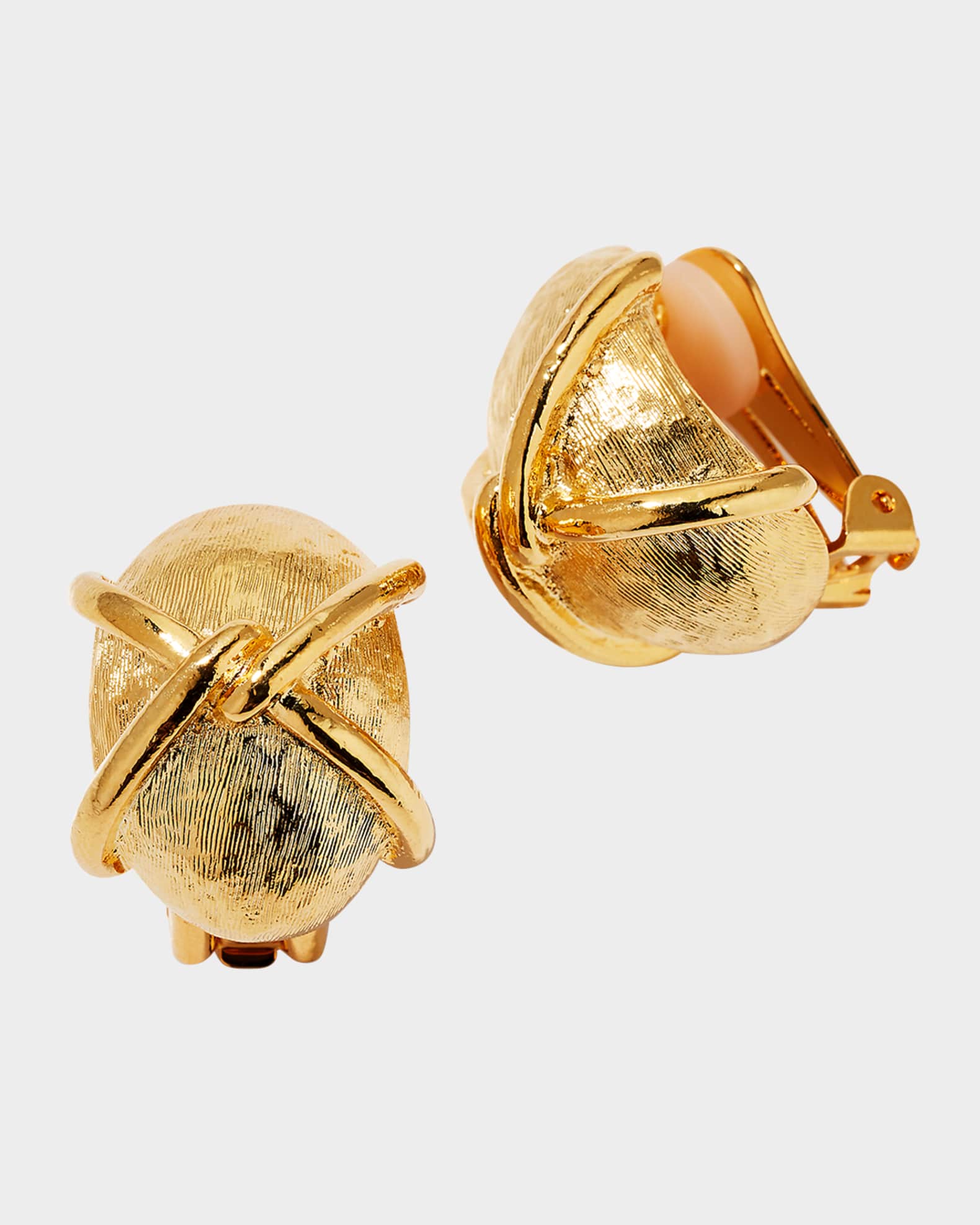 Gold "X" Button Earrings 0