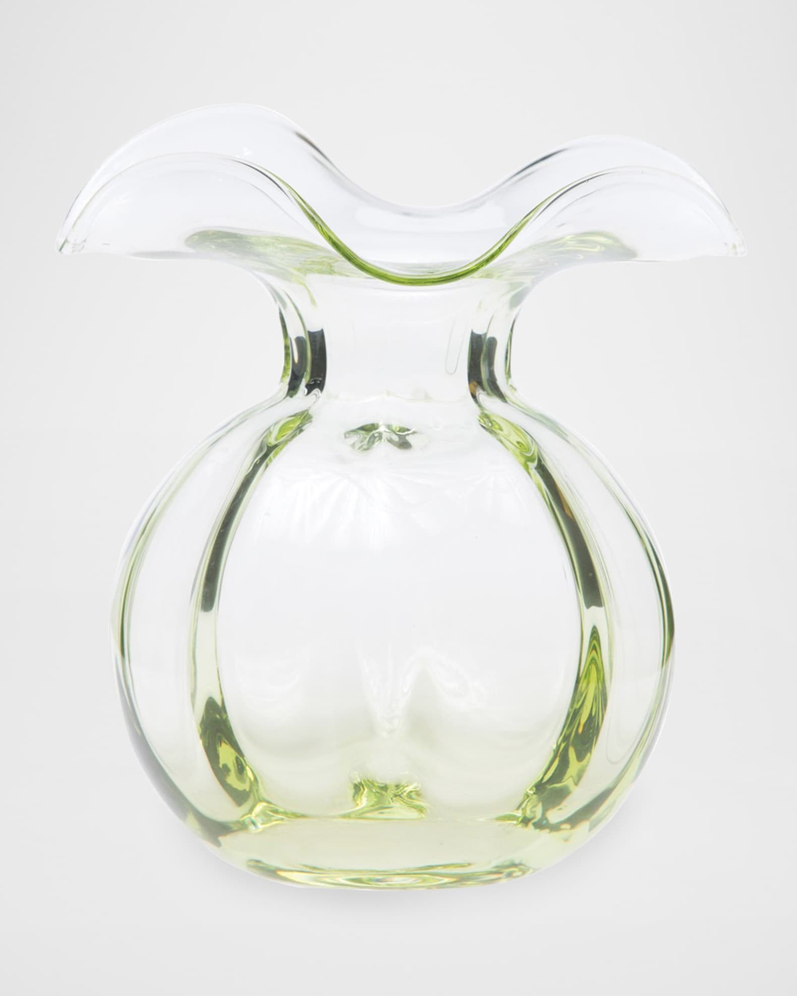 Hibiscus Glass Green Medium Fluted Vase 0