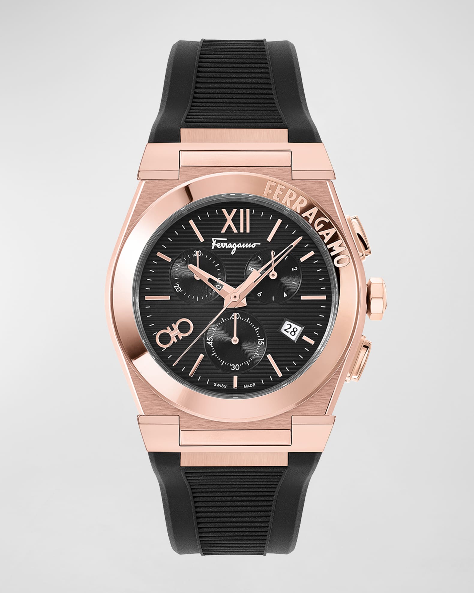Ferragamo Men s Vega Chrono IP Rose Gold Watch 42mm Neiman Marcus