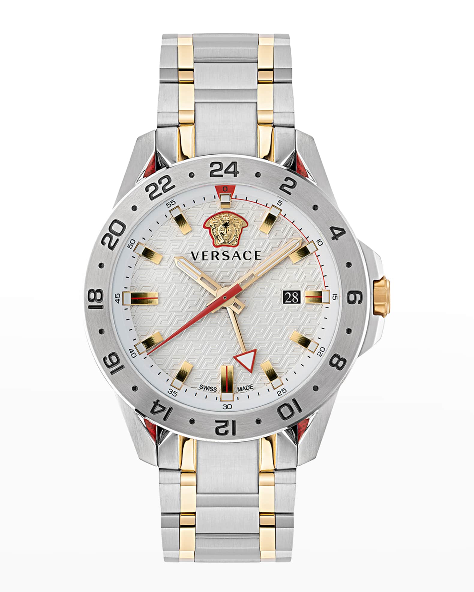 Versace Men's Sport Tech GMT TwoTone Bracelet Watch, 45mm Neiman Marcus