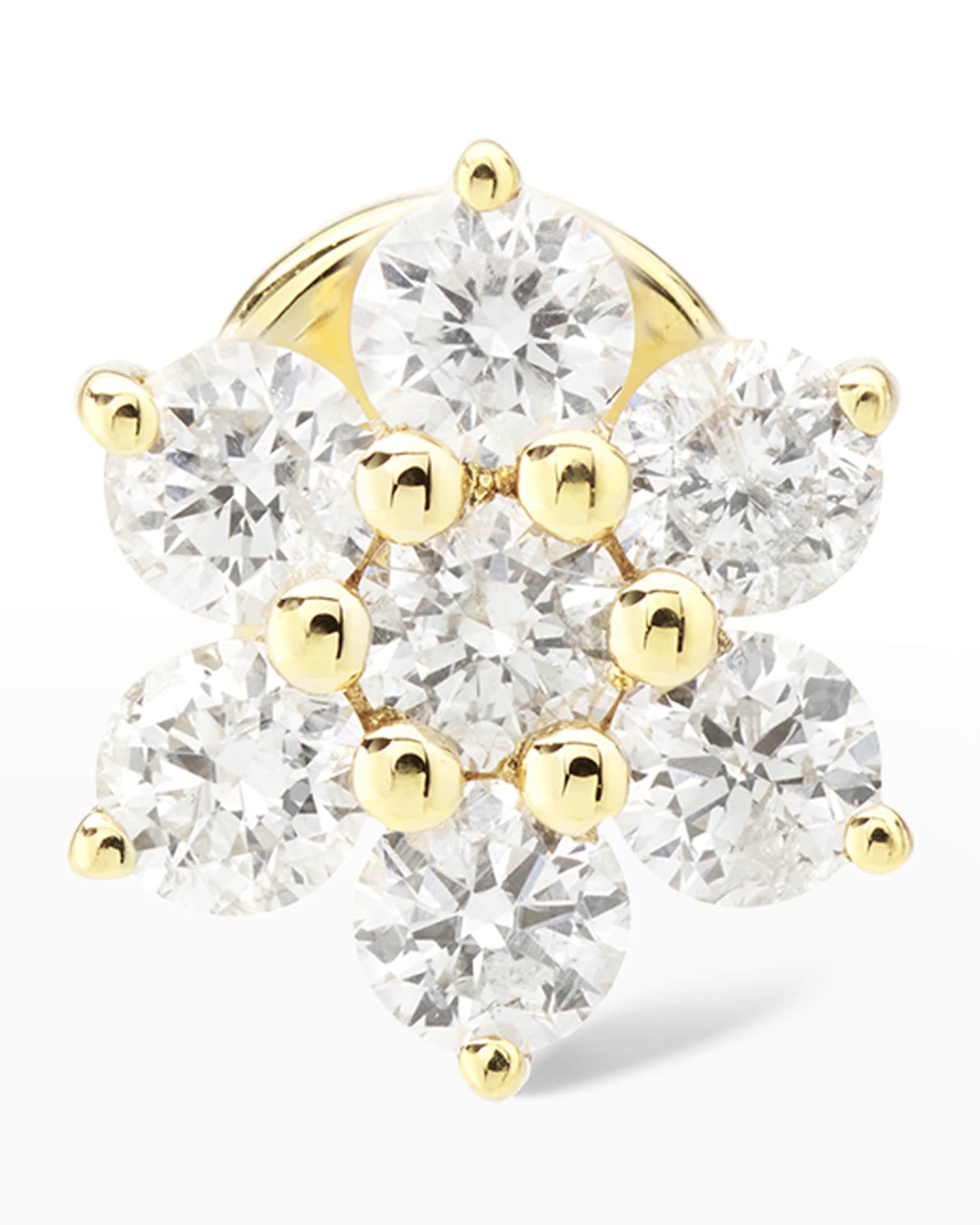 Seven Diamond Flower Stud Earring, Single 0