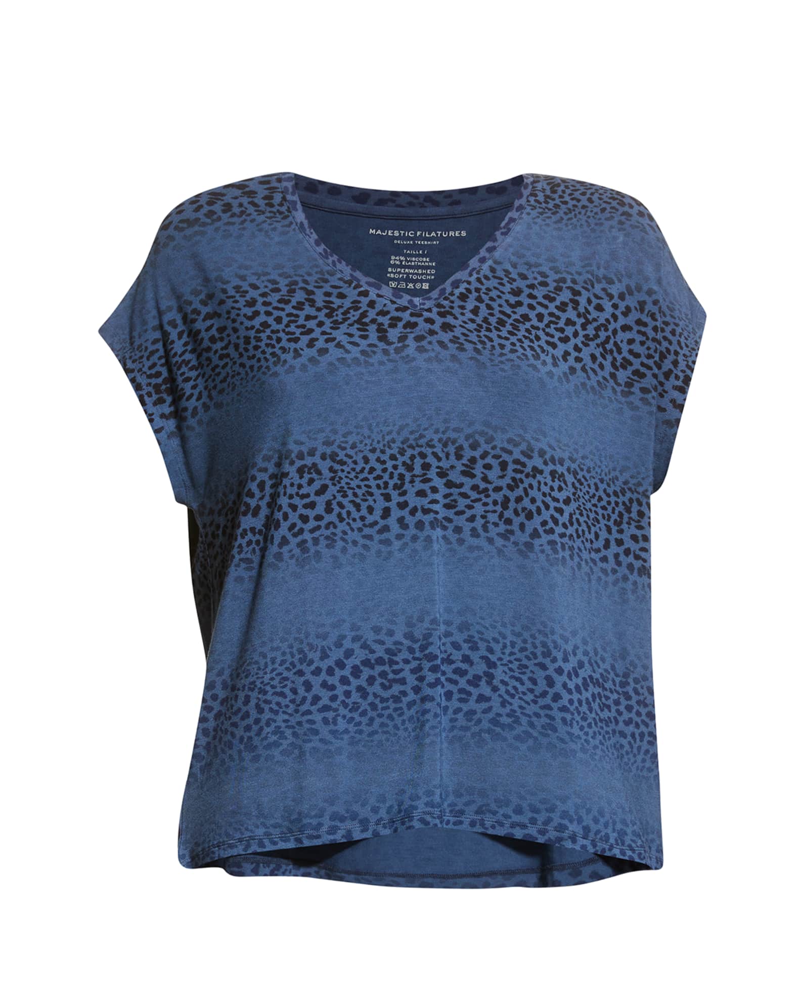 Majestic Filatures Soft Touch Ombre Leopard Semi-Relaxed Short-Sleeve V ...