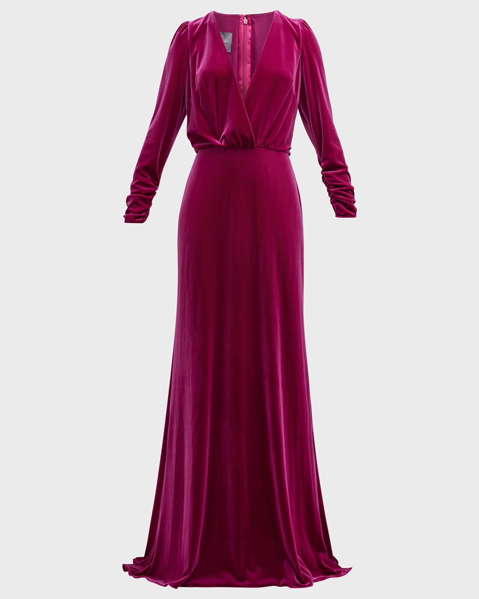 Monique Lhuillier Reo Plunging Velvet Gown | Neiman Marcus