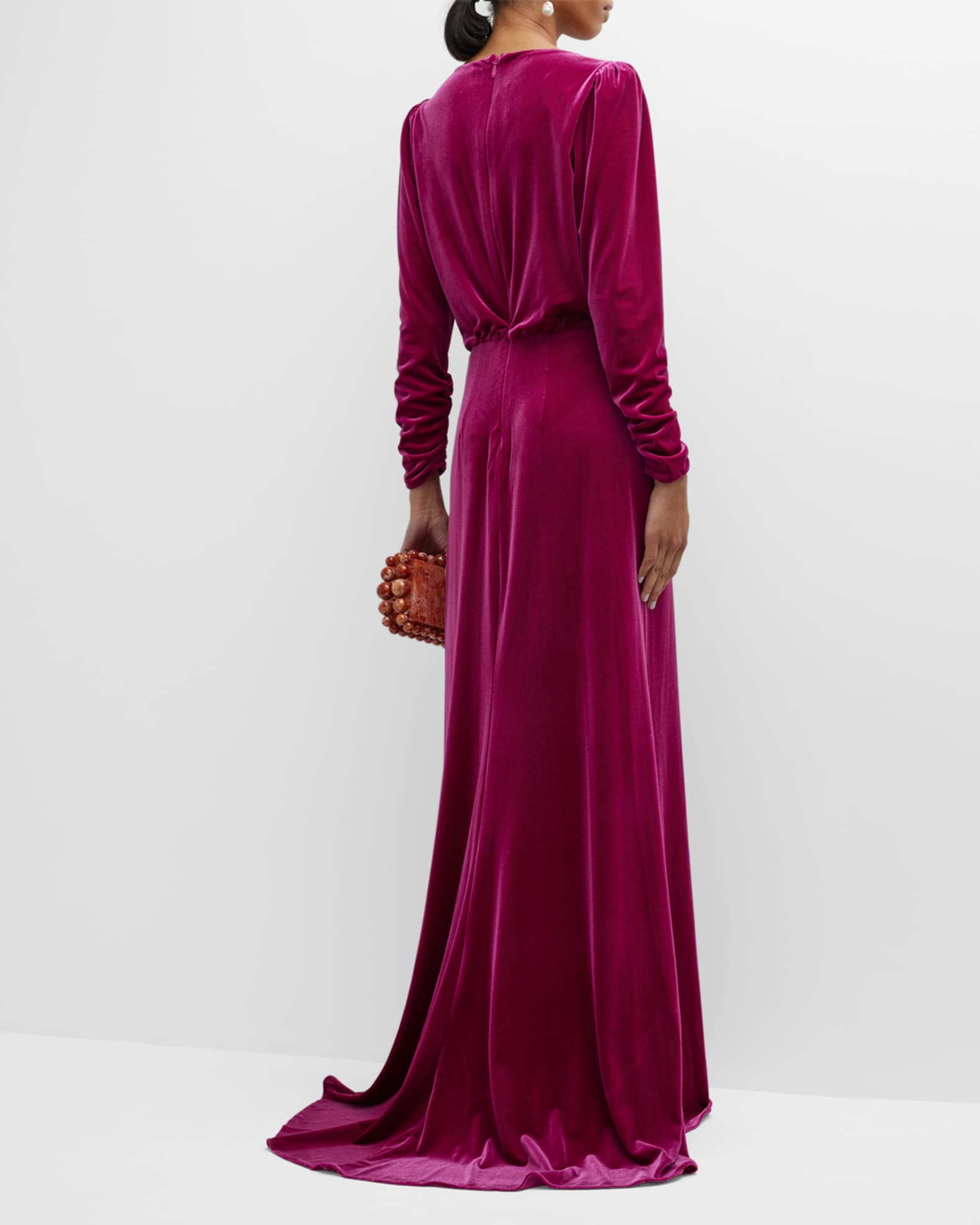 Monique Lhuillier Reo Plunging Velvet Gown | Neiman Marcus