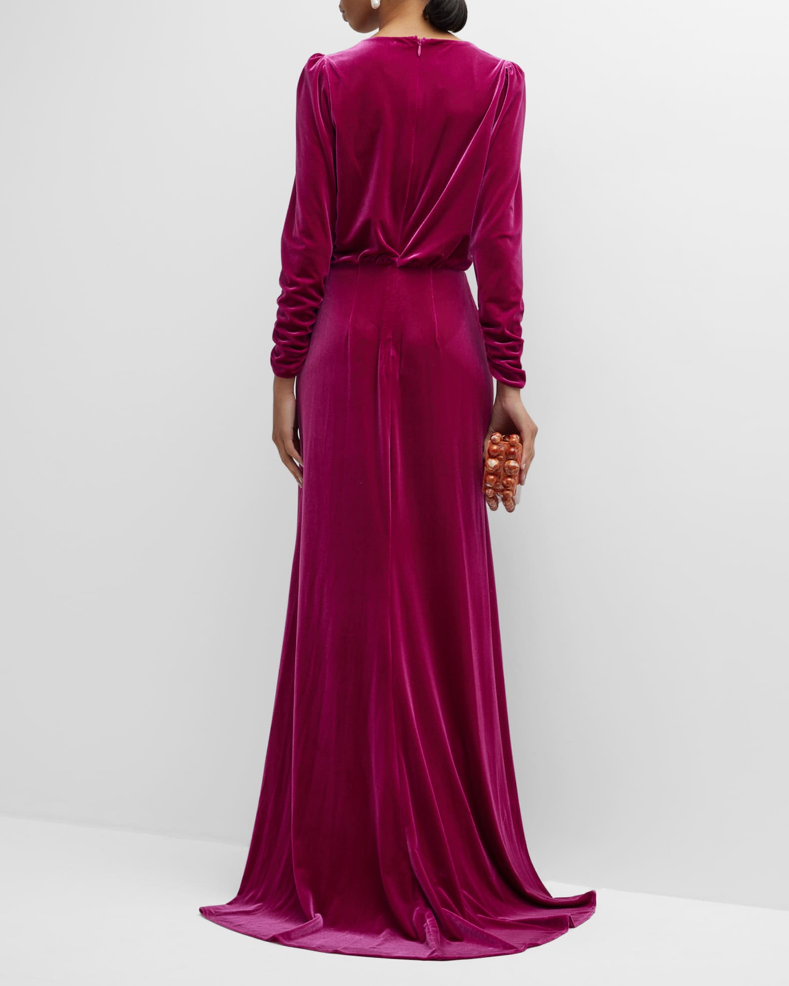 Monique Lhuillier Reo Plunging Velvet Gown | Neiman Marcus