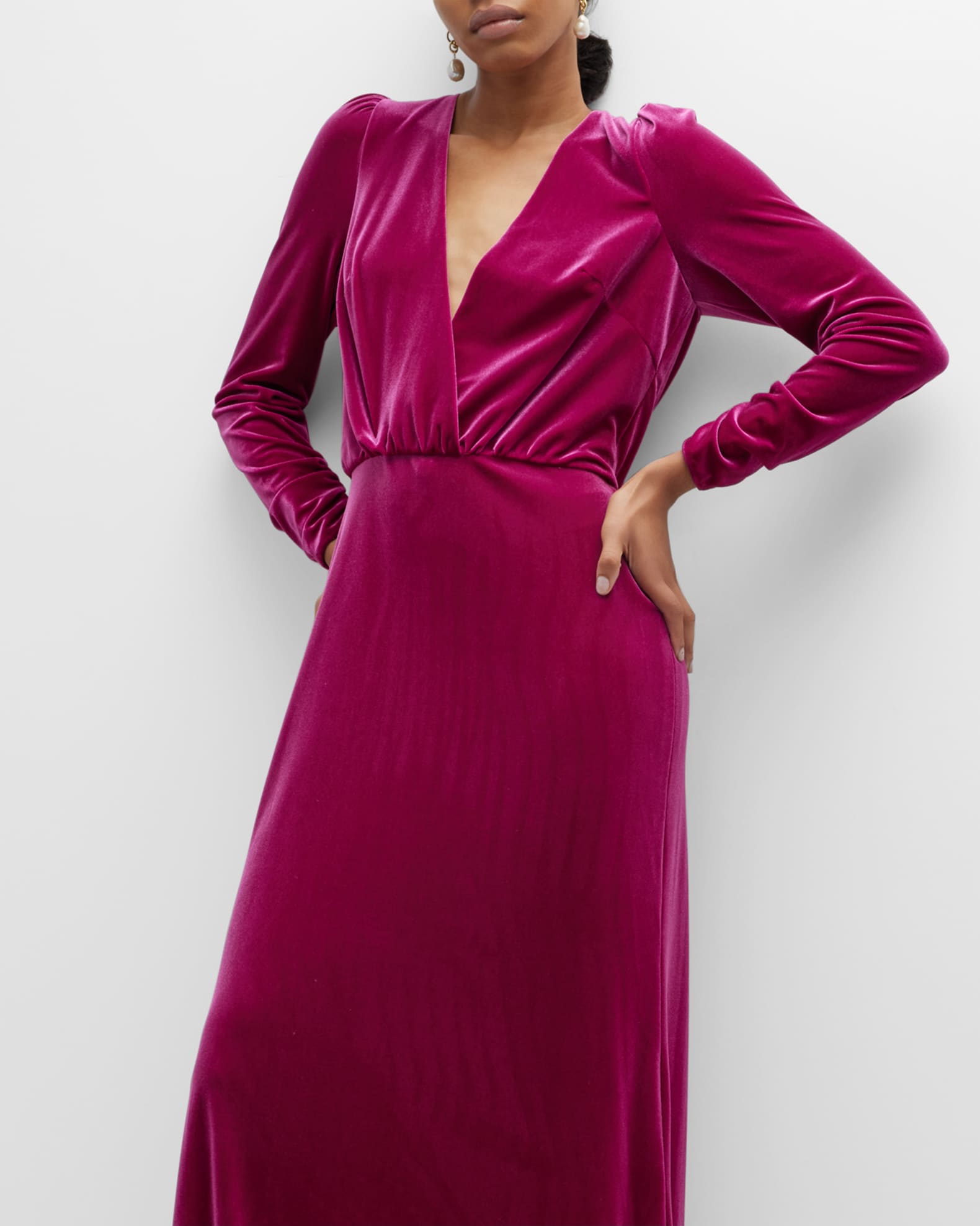 Monique Lhuillier Reo Plunging Velvet Gown | Neiman Marcus