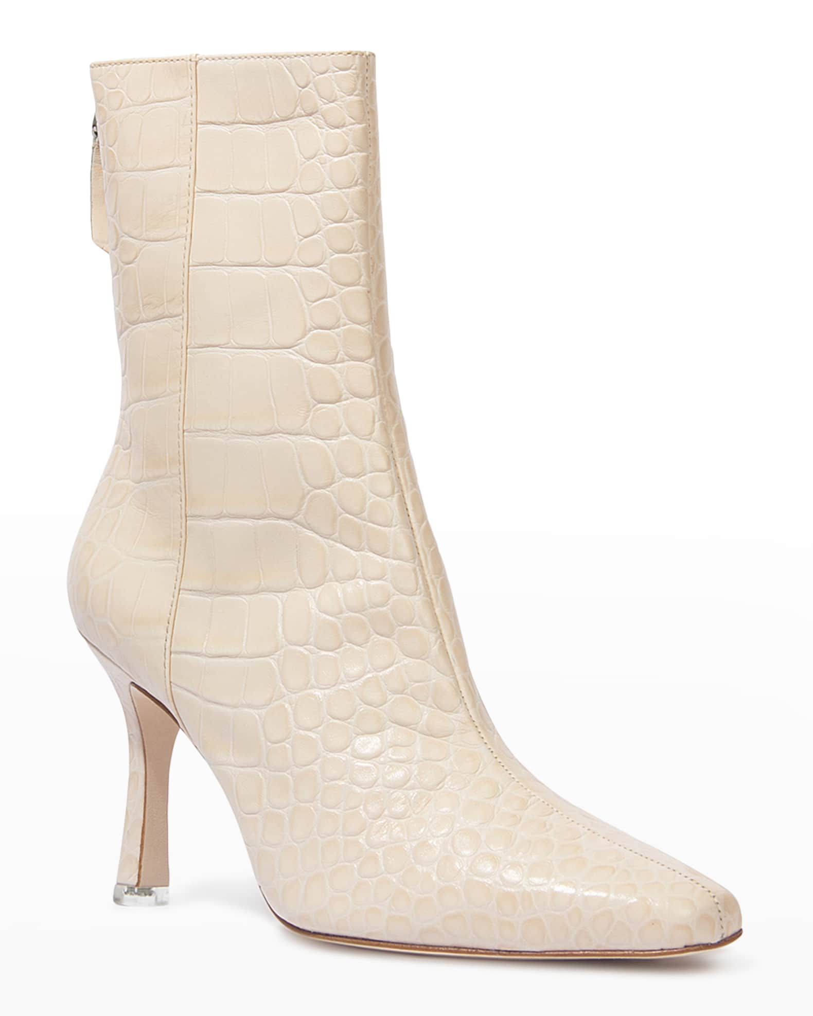 Black Suede Studio Laura Croco Zip Ankle Booties Neiman Marcus