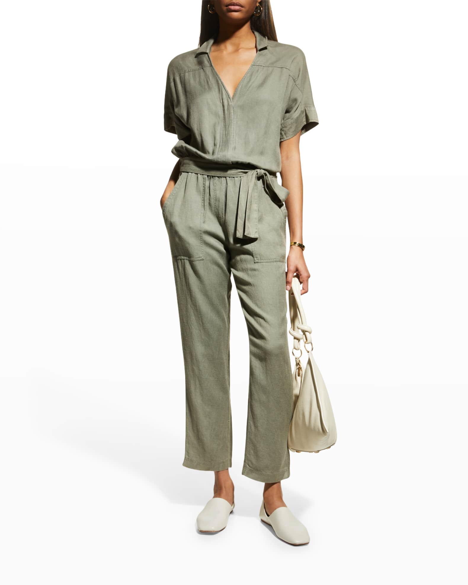 Splendid Soleil SelfTie Linen Jumpsuit Neiman Marcus