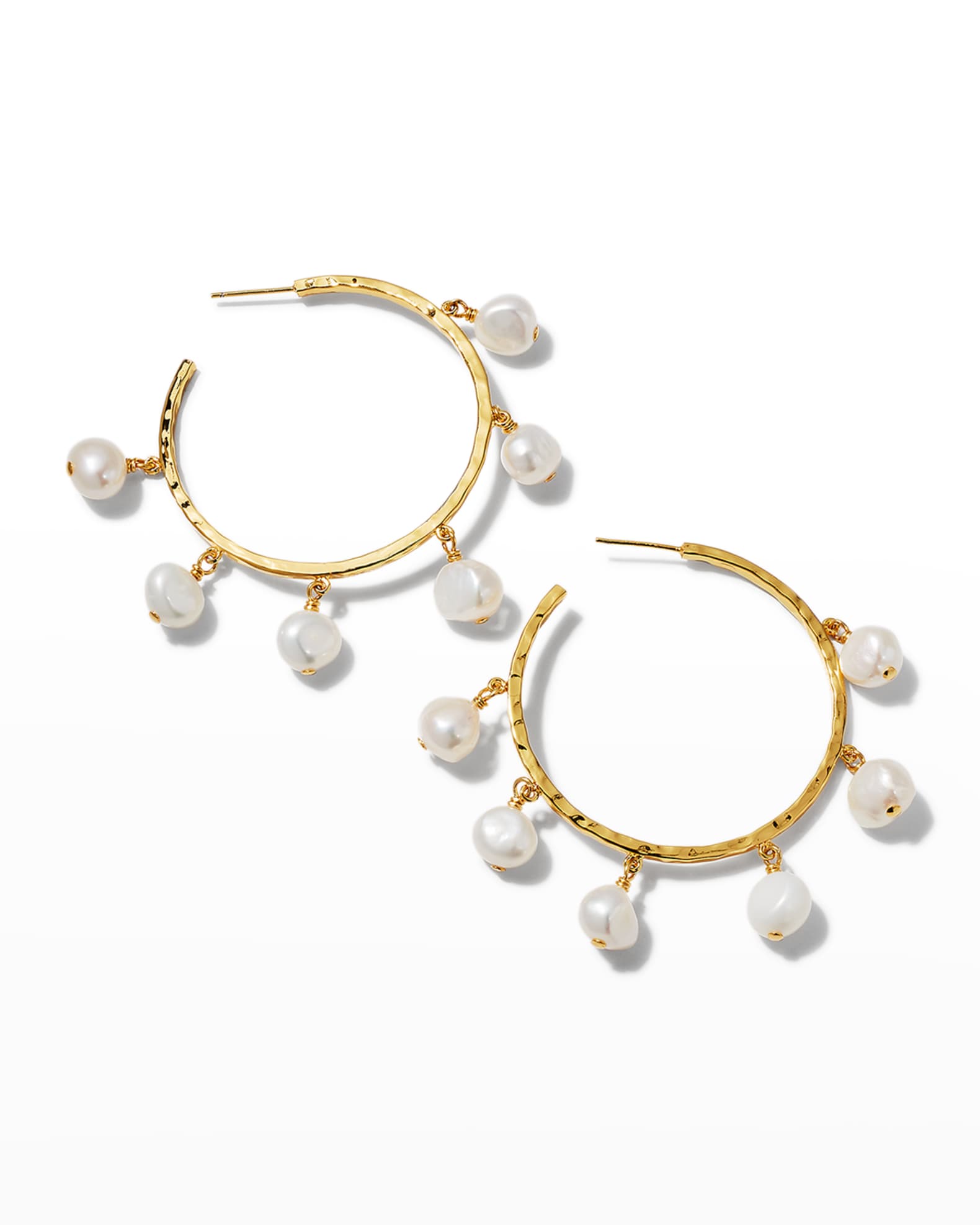 Pearl Drop Skinny Hoop Earrings 0