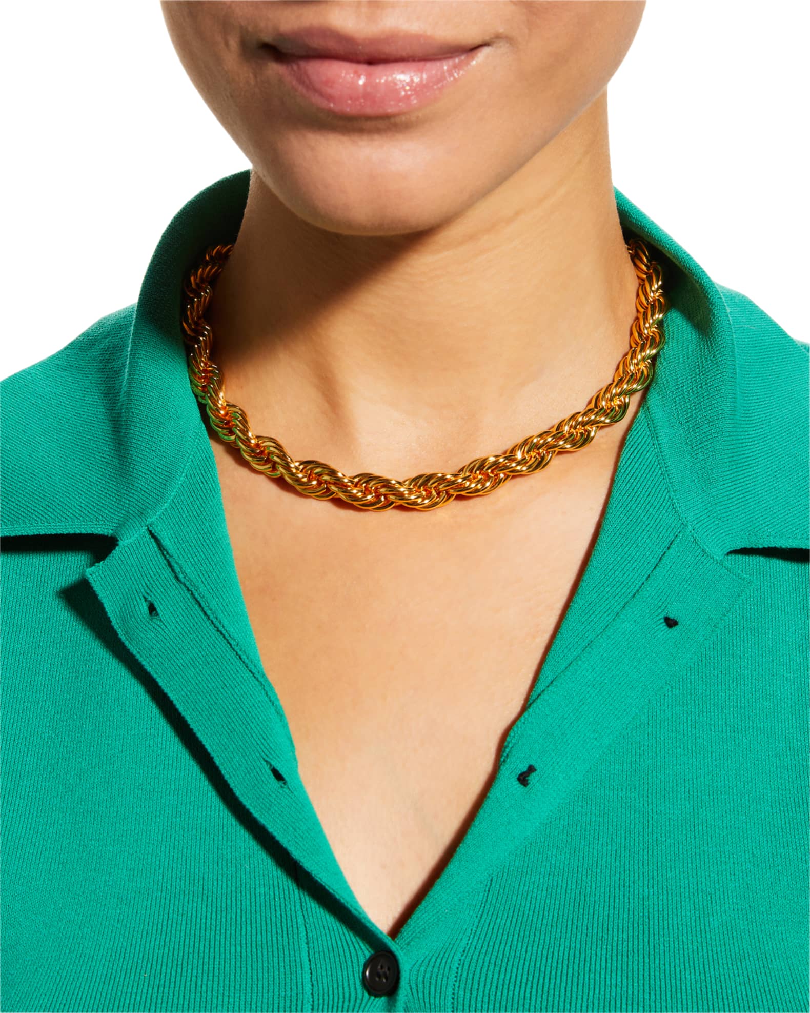 Gold Statement Rope Chain Necklace 1
