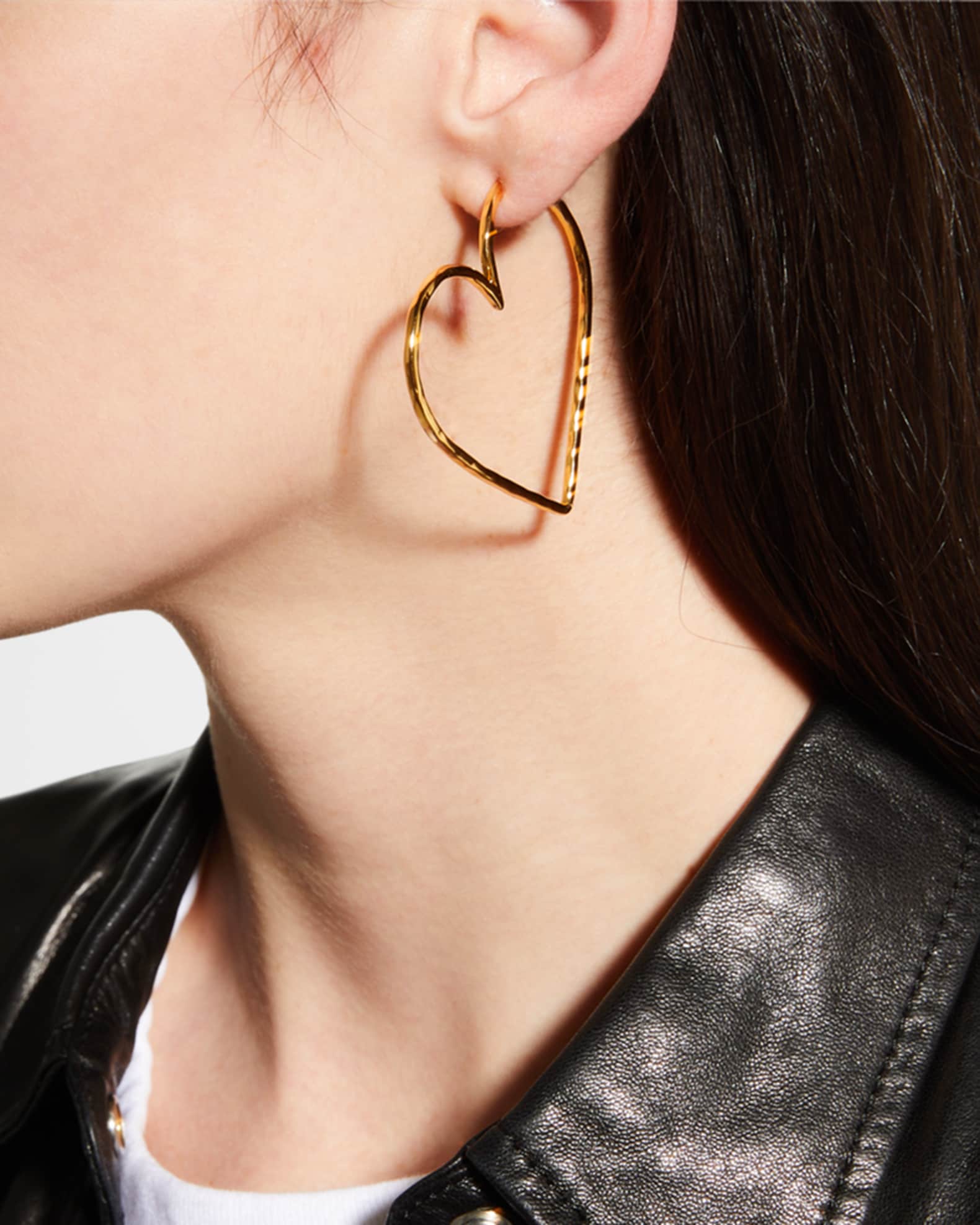 Gold Heart Skinny Hoop Earrings 1