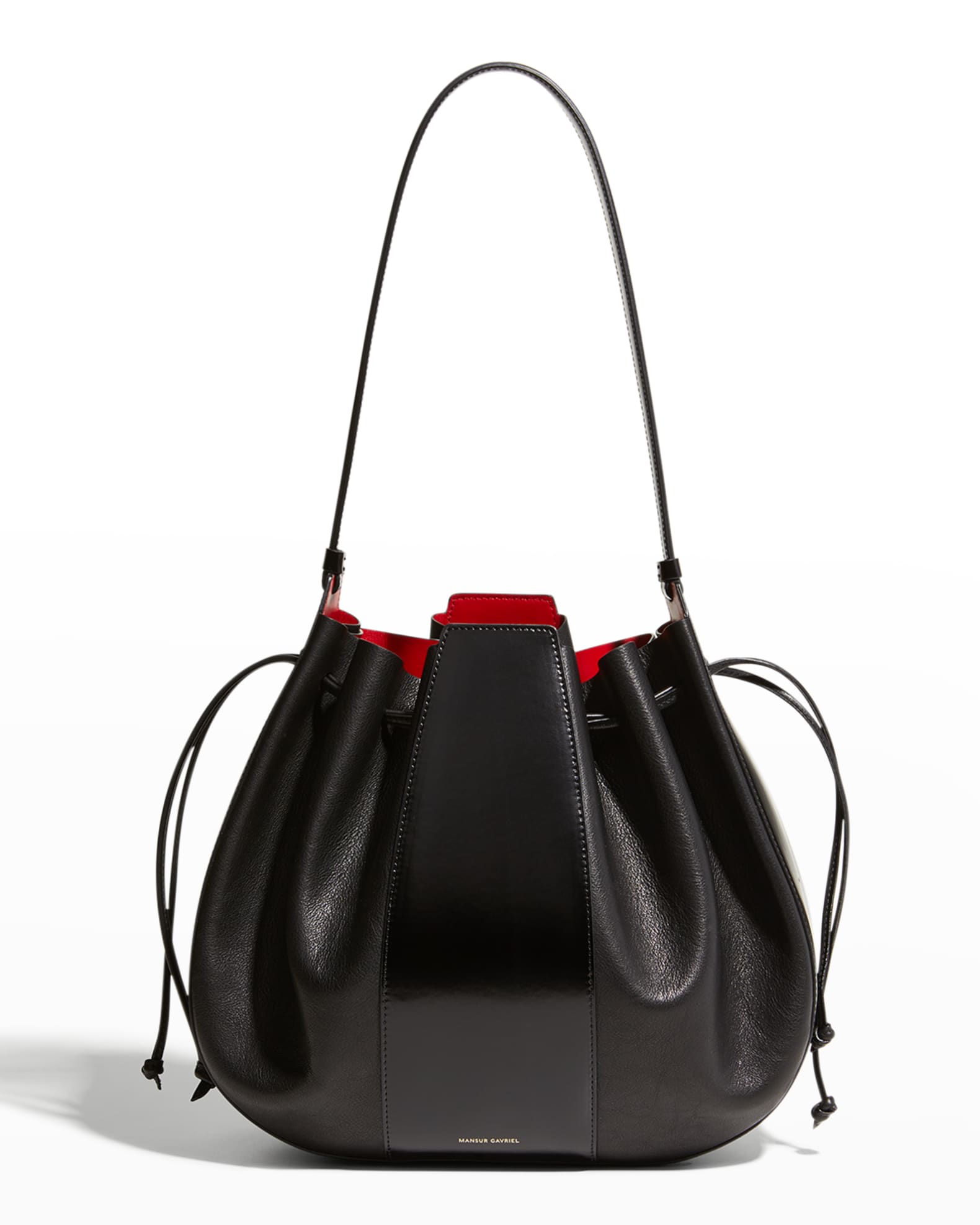 Mansur Gavriel Lilium Large Drawstring Leather Shoulder Bag | Neiman Marcus