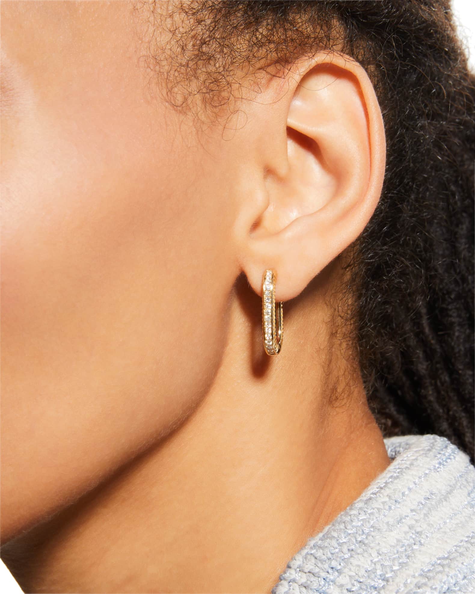 Yellow Gold Chunky Earrings with Diamonds 1