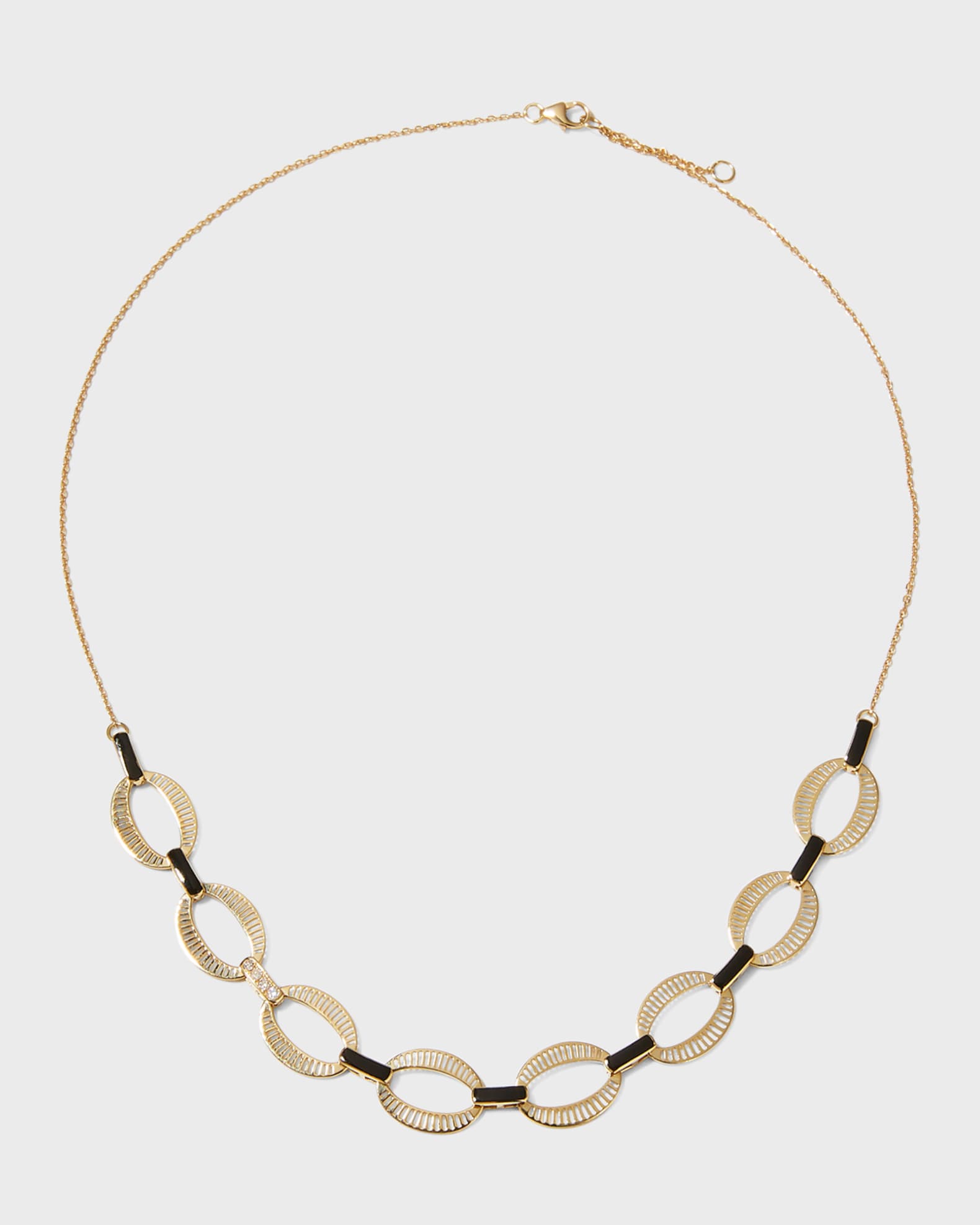 Black Enamel Diamond Chunky Chain Necklace 0