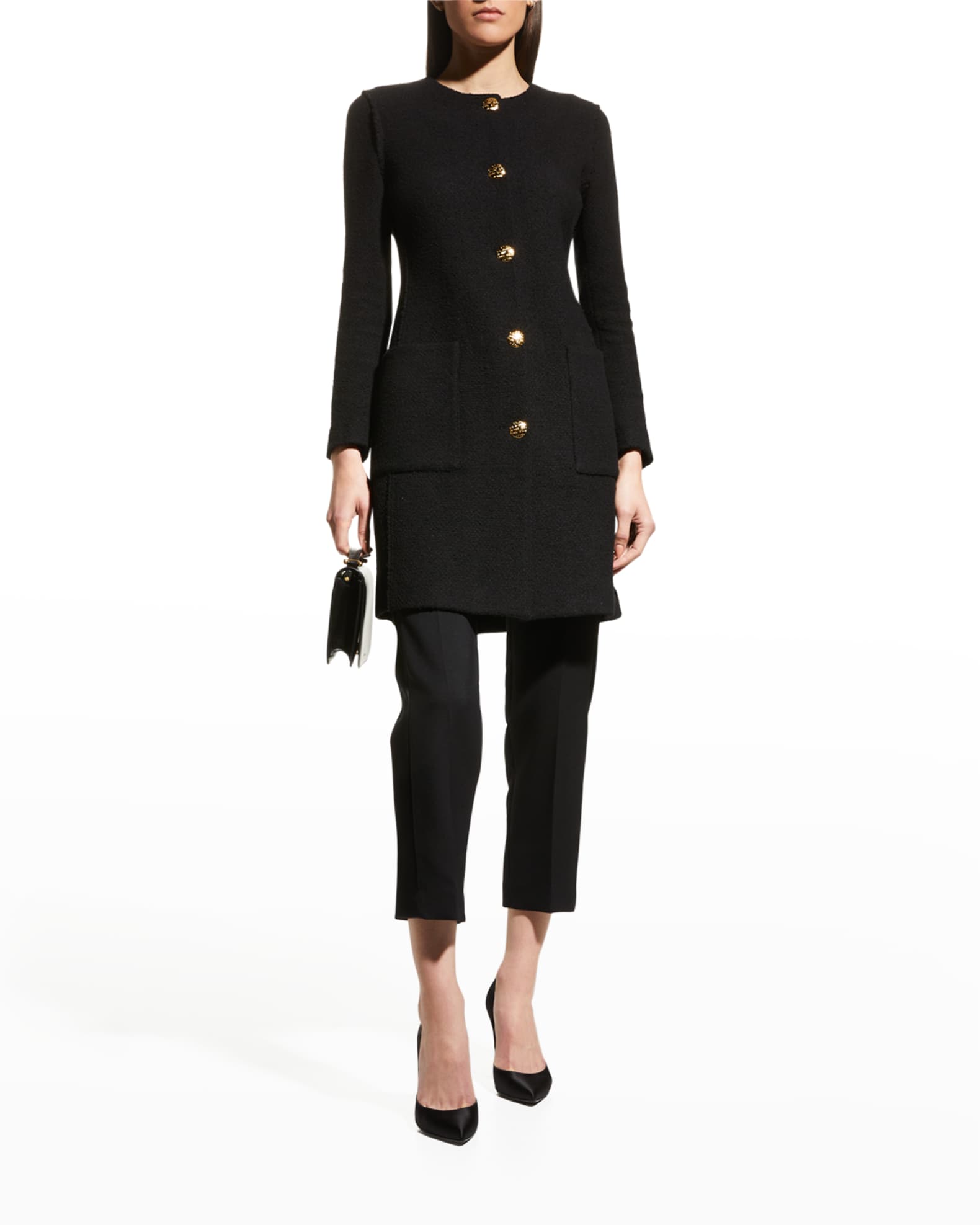 Compact-Knit Boucle Patch-Pocket Jacket