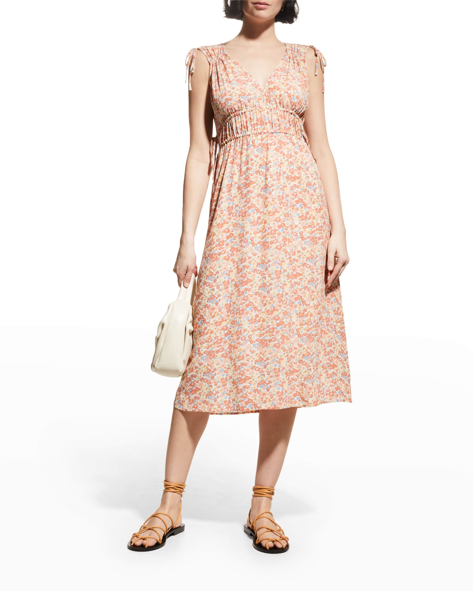 Rails Constantine Self-Tie Floral Midi Dress | Neiman Marcus