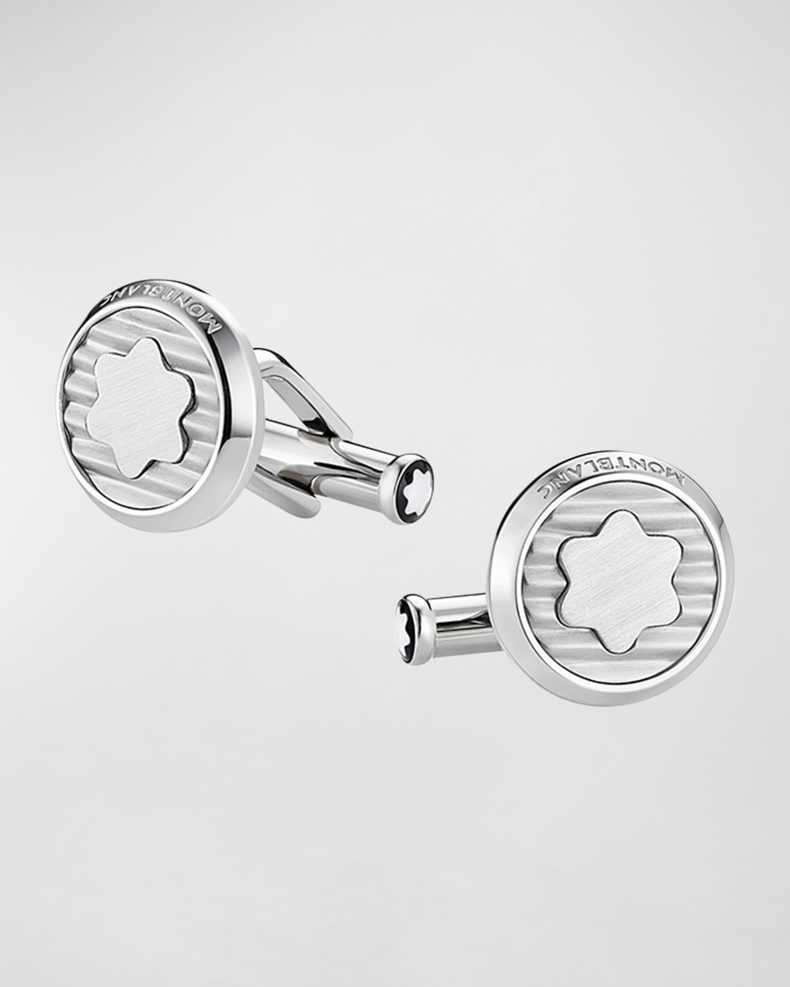 Men's Stainless Steel Snowcap Emblem Cufflinks 0