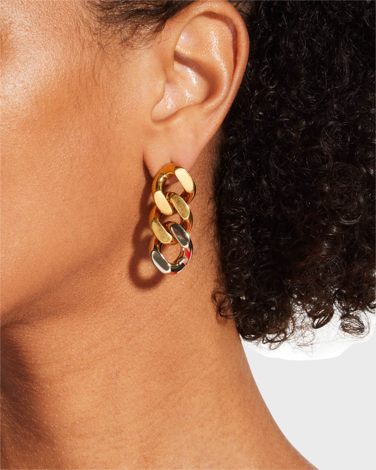 Saint Laurent Curb Chain Three Link Earrings Neiman Marcus