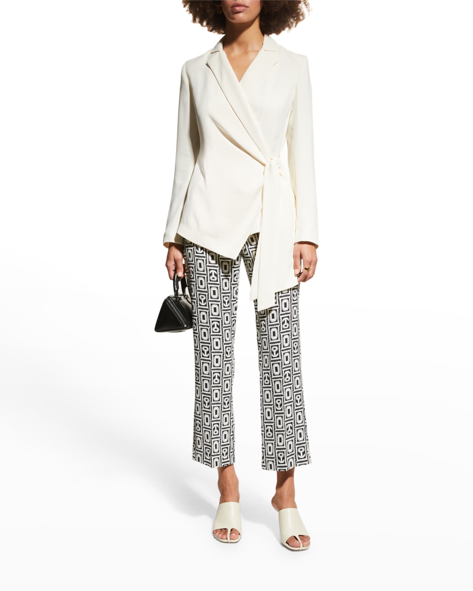 Marella Reed Patterned Crepe Trousers | Neiman Marcus