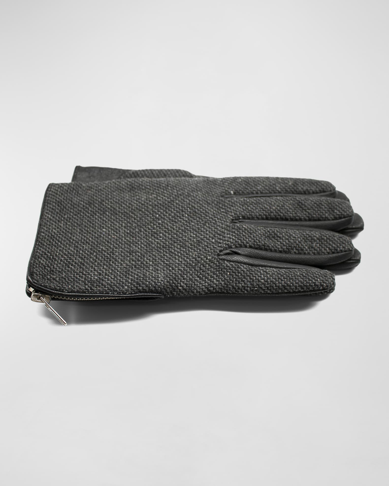 Bergdorf Goodman Men's Fabric-Leather Zip Gloves