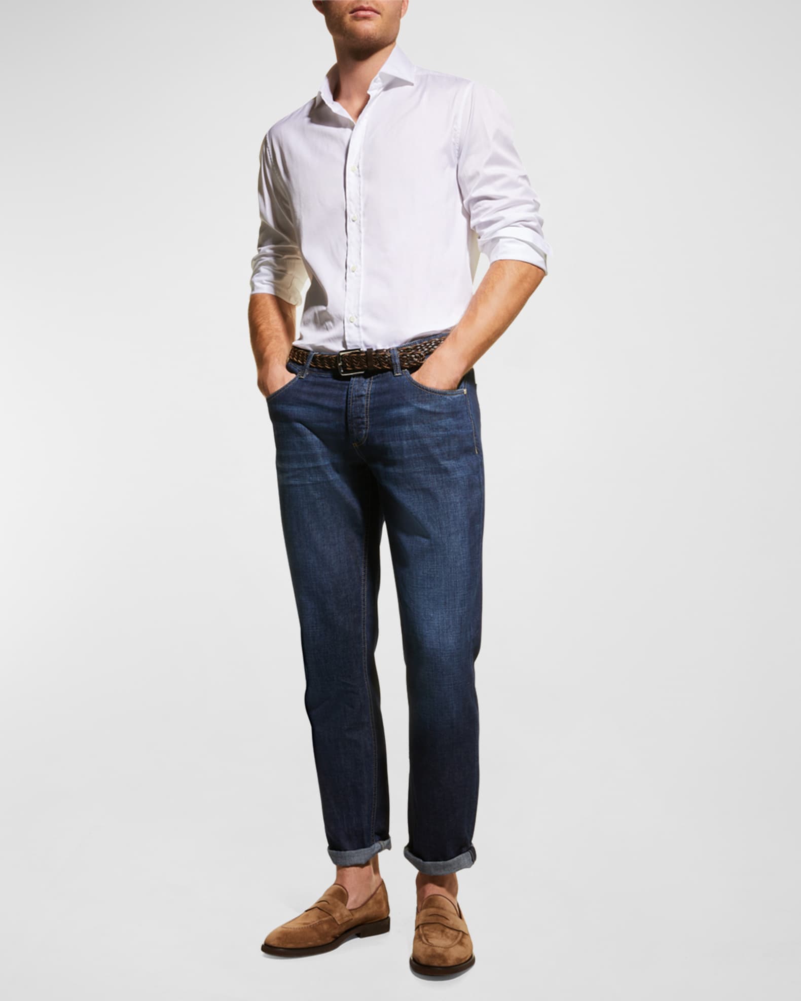 Men's Spread Collar Cotton Sport Shirt 1