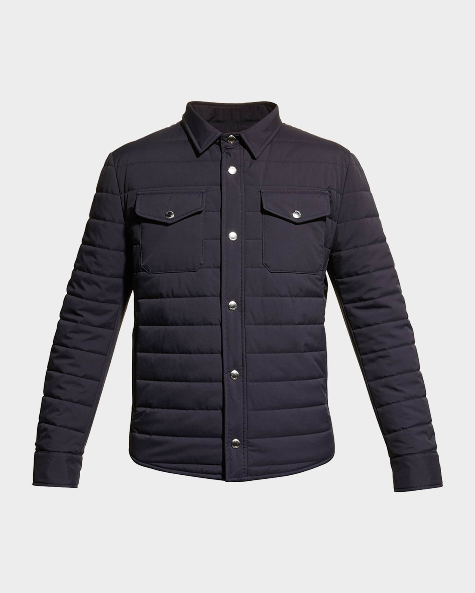 Brunello Cucinelli Men's Quilted Nylon Shirt Jacket | Neiman Marcus