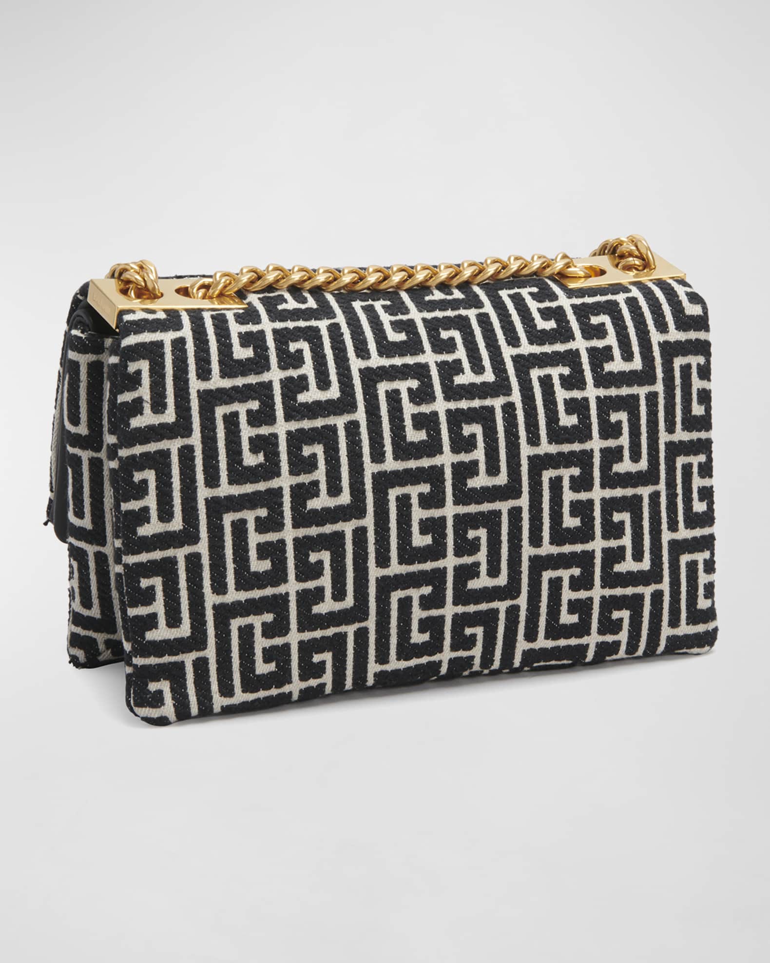 Balmain 1945 Soft Small Shoulder Bag in Monogram Jacquard