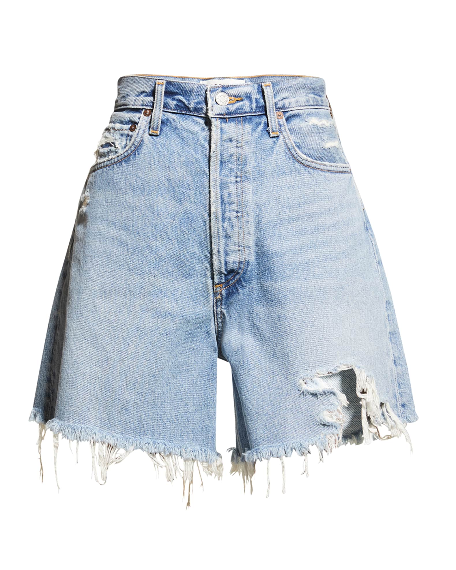 AGOLDE Stella Distressed HighRise Baggy Jean Shorts Neiman Marcus