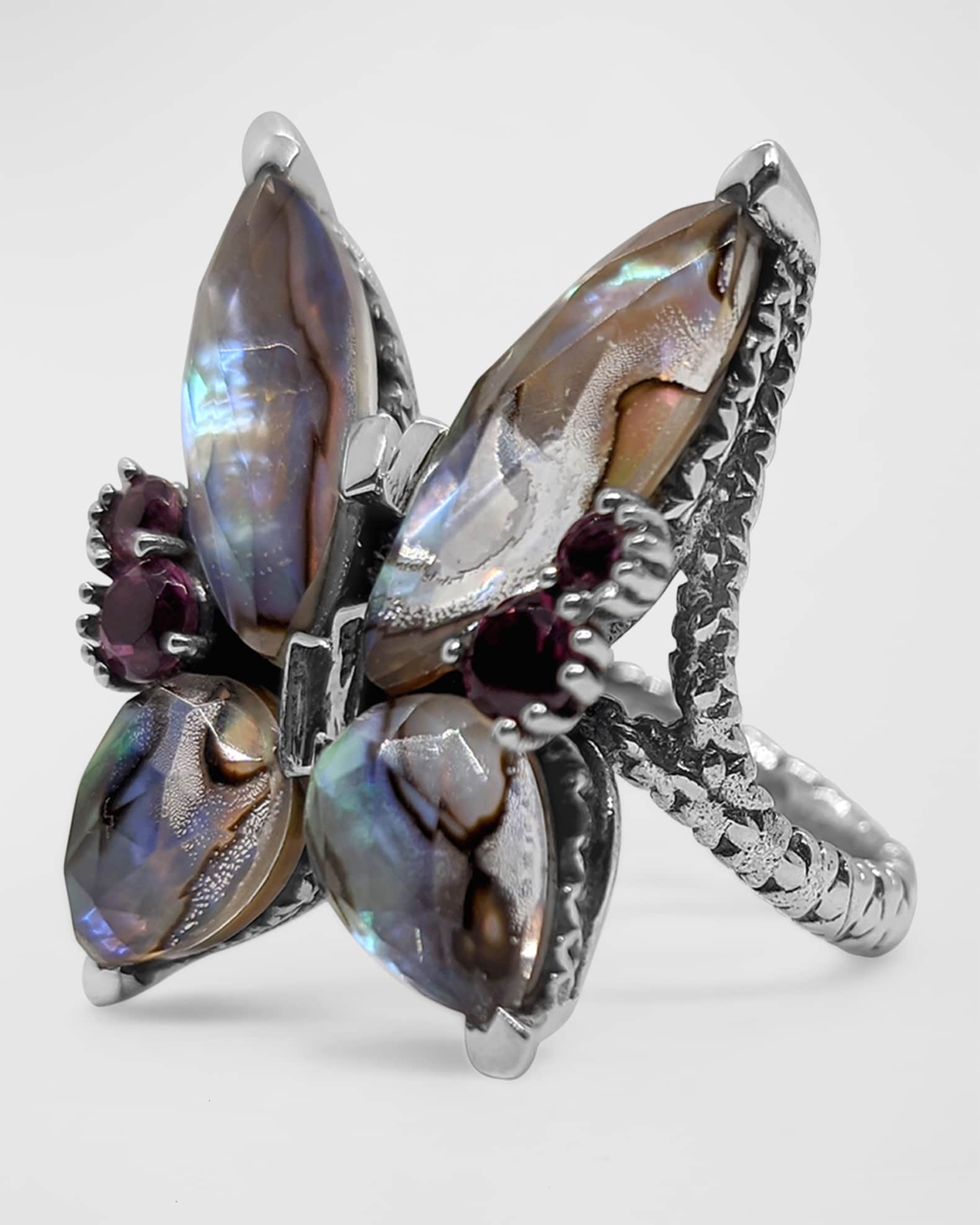 sale　Stephen Dweck 天然石リング Garden of Stephen Faceted Blue Topaz Ring in Engraved Sterling