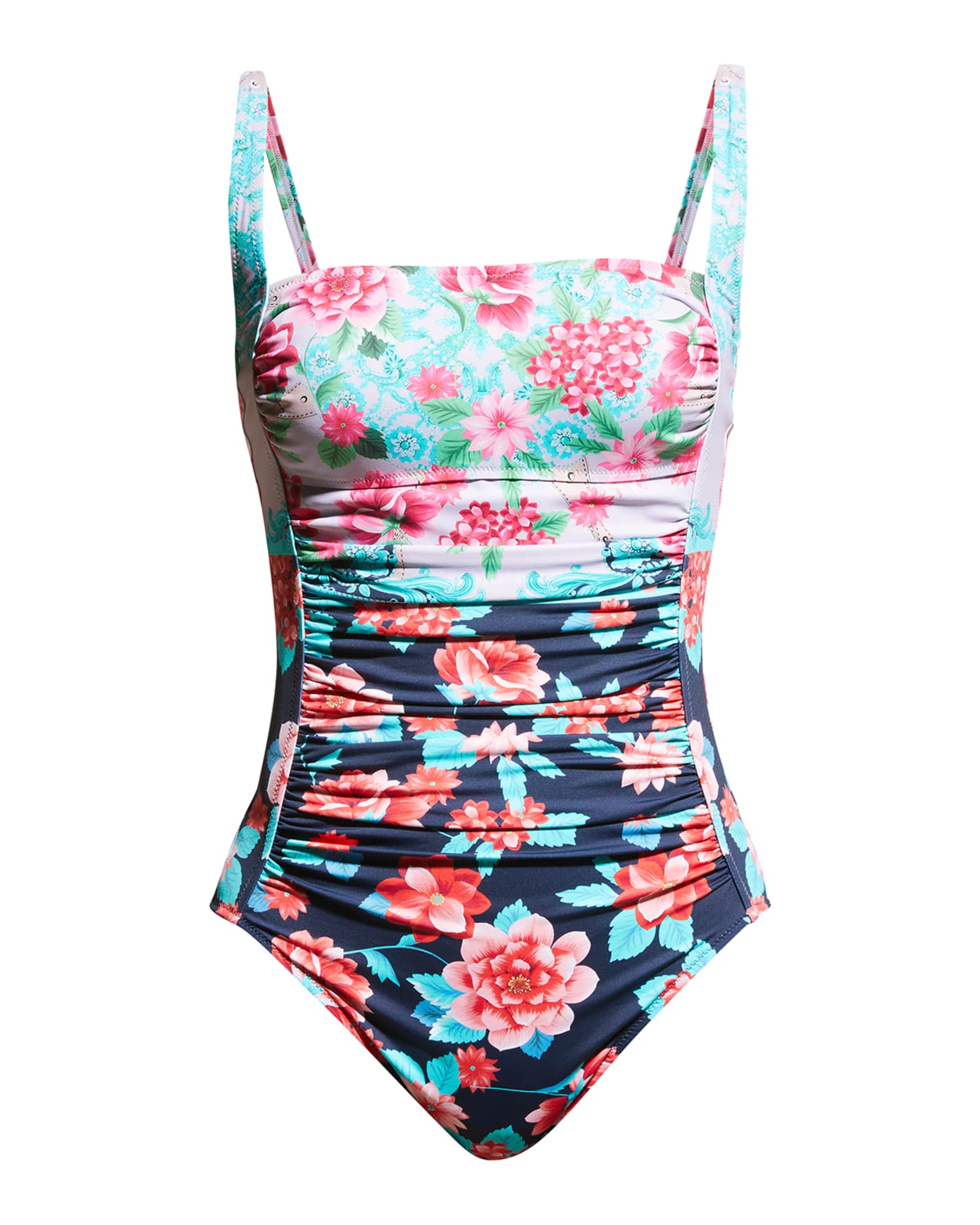 Johnny Was Japer Ruched One-Piece Swimsuit | Neiman Marcus