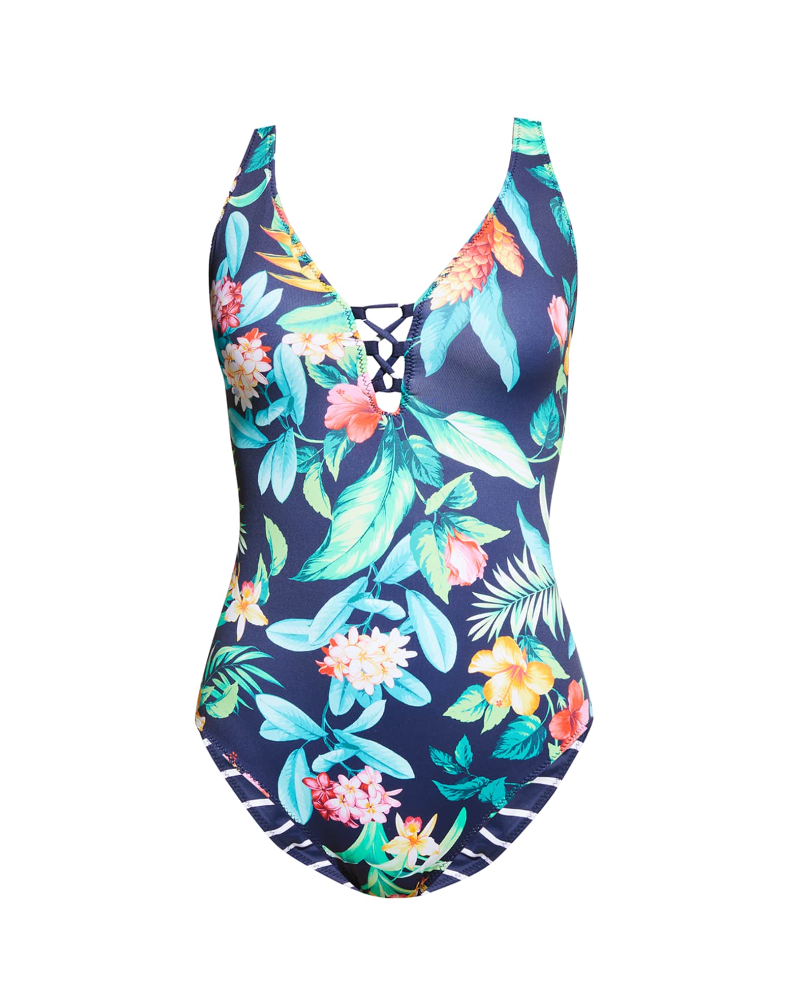 Tommy Bahama Tropi-Calling Reversible Lace-Back One-Piece Swimsuit ...