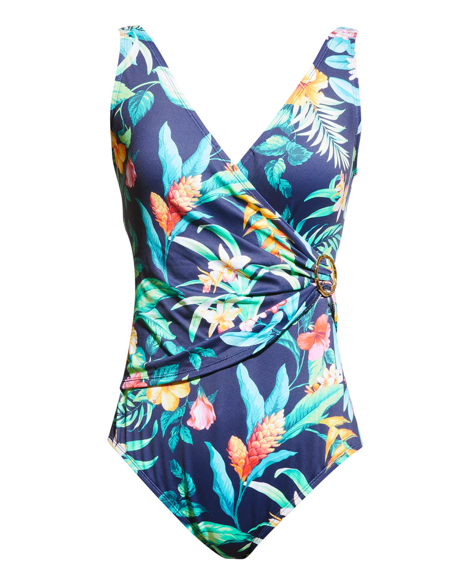 Tommy Bahama Tropi-Calling Clara Wrap One-Piece Swimsuit | Neiman Marcus