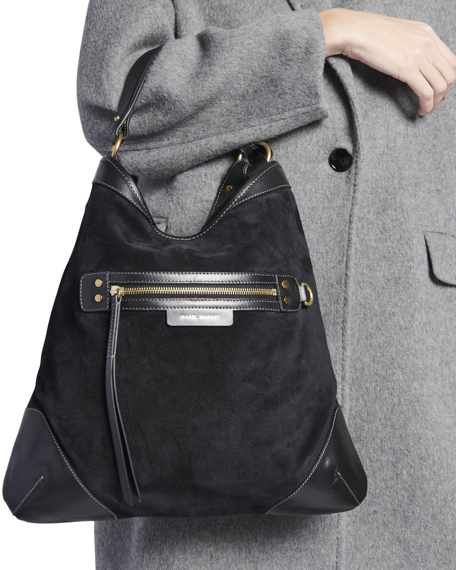 River Island pocket front slouch bag in black