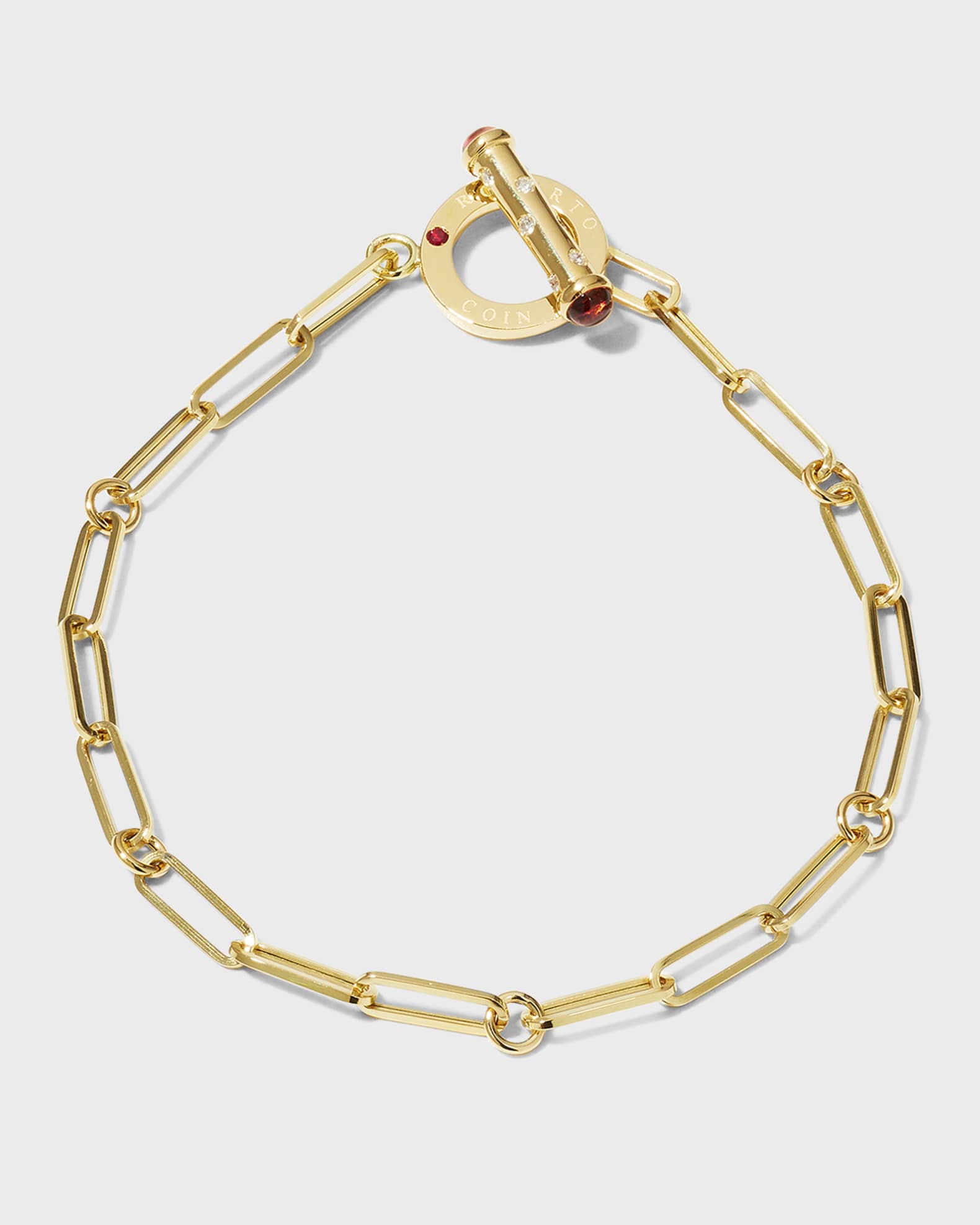 Roberto Coin Yellow Gold Paperclip Chain Bracelet with Diamond Toggle