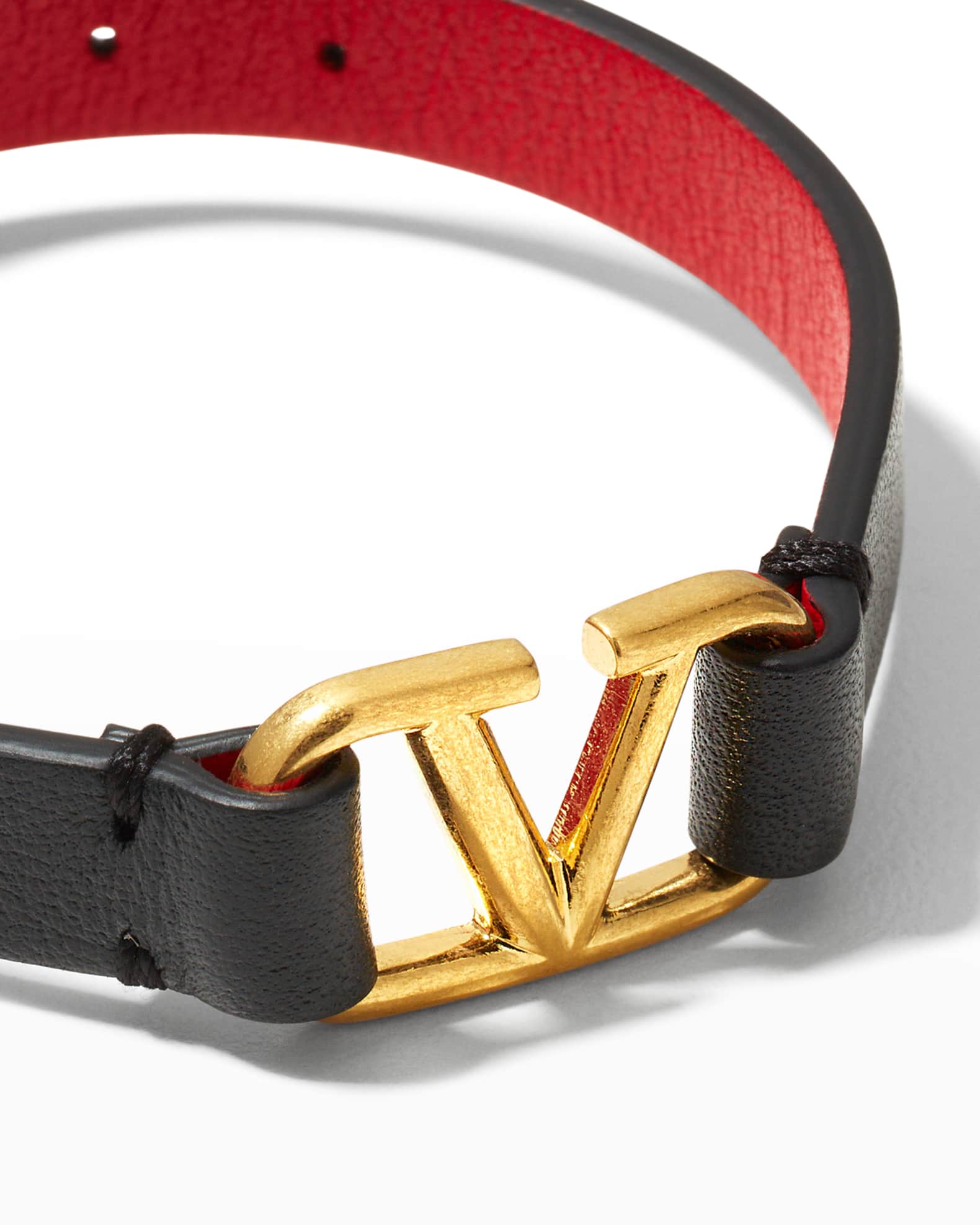 ネックレス・ペンダント Valentino Garavani Leather Bracelet With Bold Logo And Gold VALENTINO GARAVANI leather vlogo bracelet 'the bold Gold